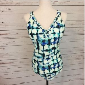 Rachel Roy Multicolor Grid Tie Dye Swimsuit D473